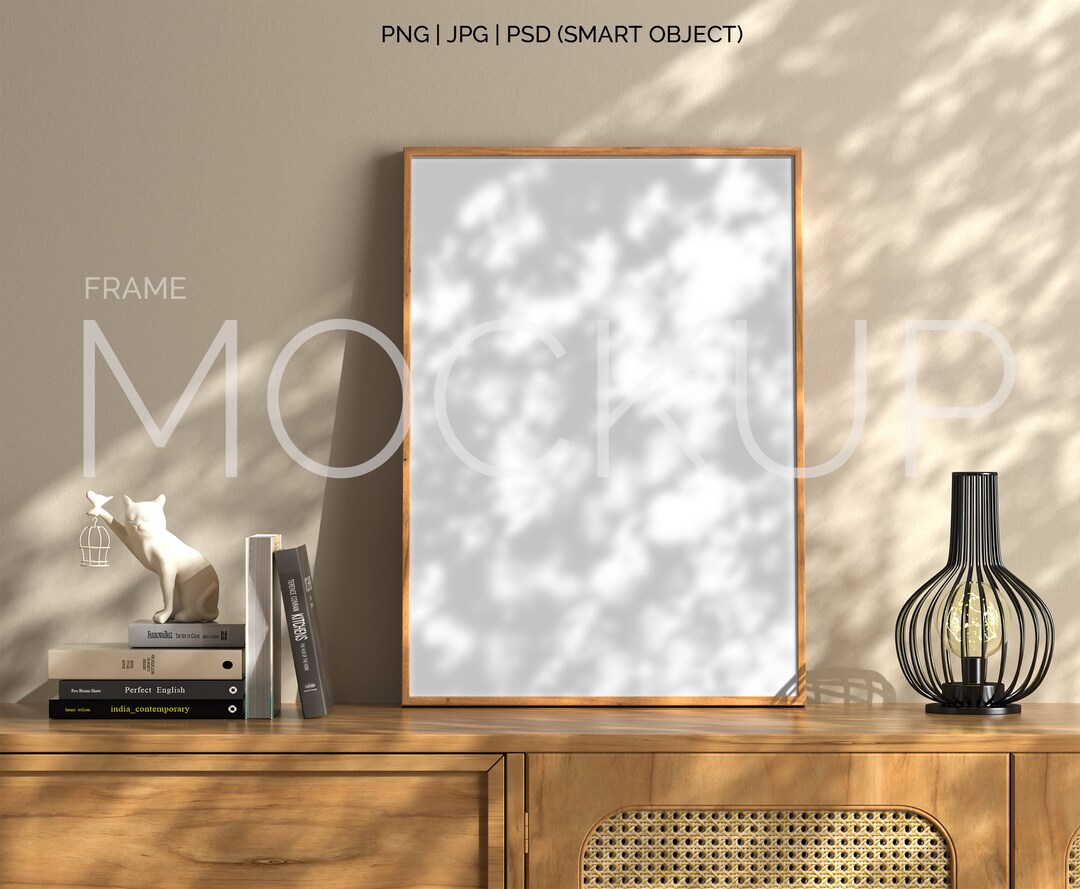 Frame Mockup Light Wood A4, Frame Wallpaper Mockup, Frame on Wooden
