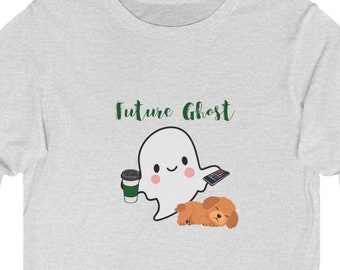 Future Ghost Long Sleeve Tee, Cute Coffee Ghost, Dog Lover Shirt