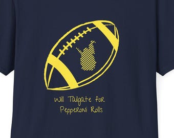 WV Football T-Shirt | Tailgate Pepperoni Rolls Graphic Tee