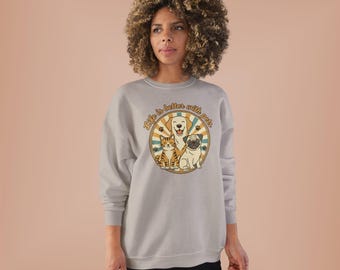 Life Is Better With Pets Sweatshirt, Retro Dog and Cat Crewneck, Pet Lover Gift, Dog Mom Cat Mom Sweater, Animal Lover Pullover, Pet Parent