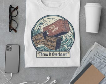 Throw It Overboard shipping container wave tee | Ocean cargo graphic tee