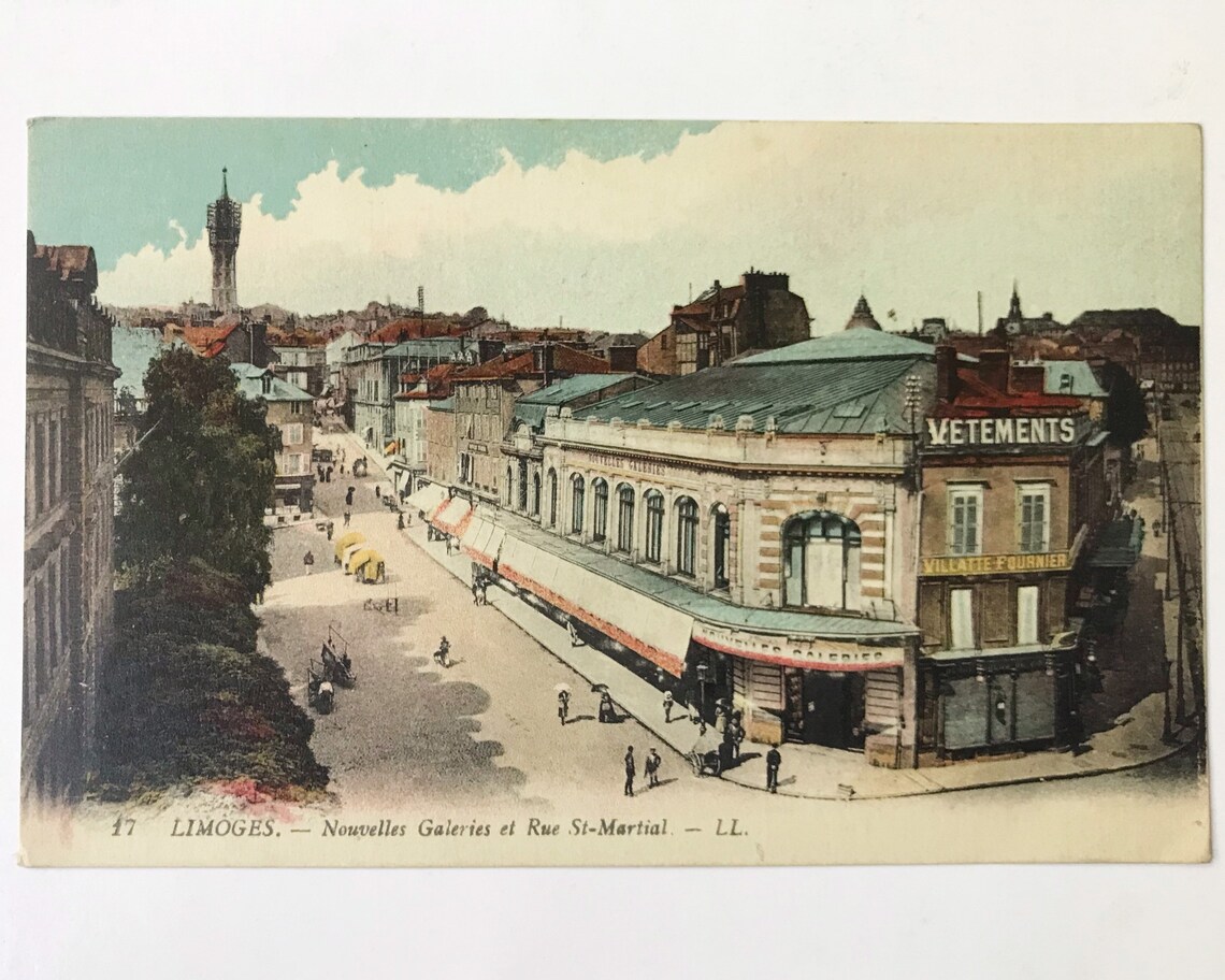 Antique Postcard Limoges Nouvelles Galeries et Rue Etsy