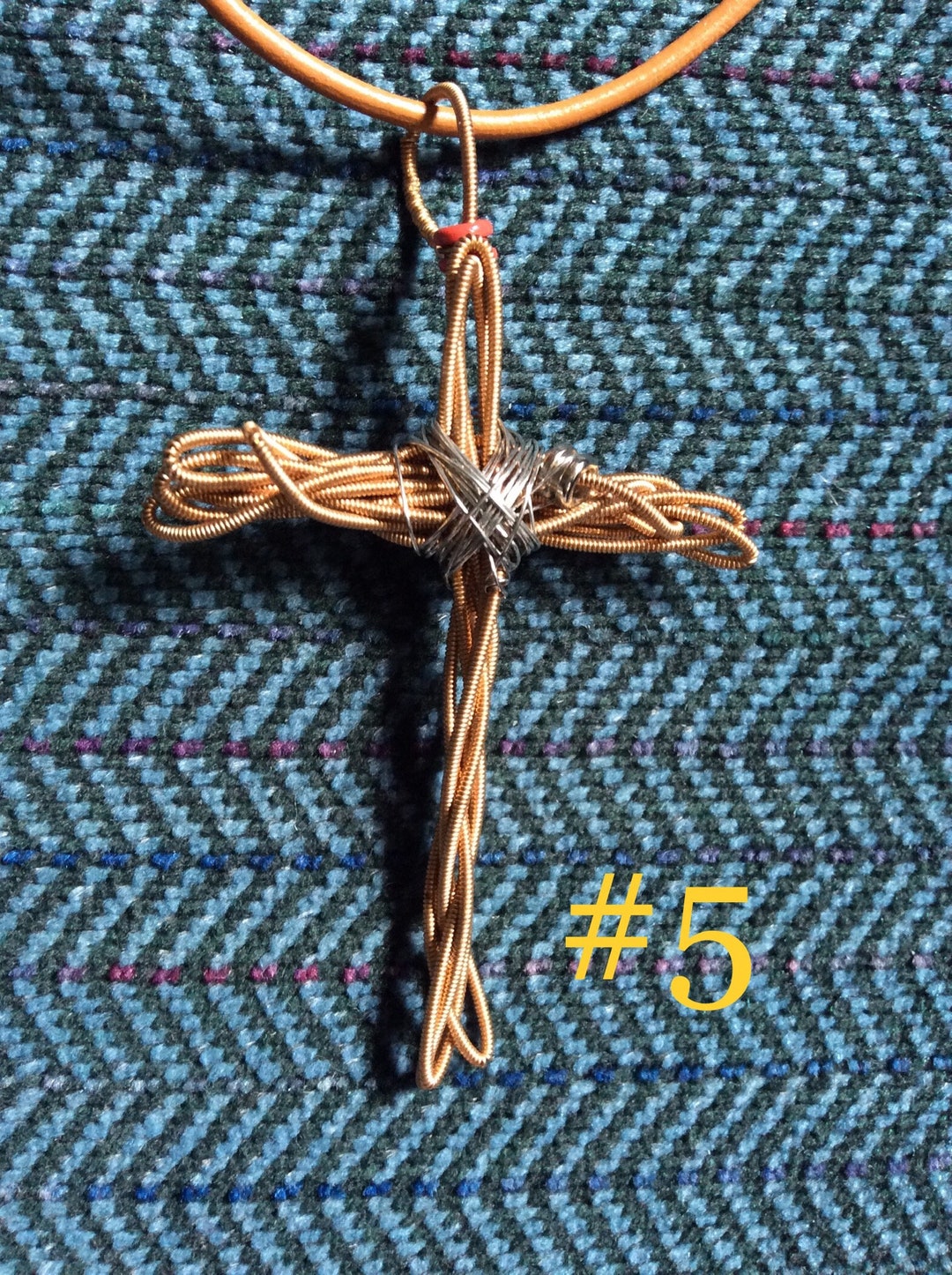 One String Cross Chain Guitar String Cross Necklace on Adjustable Greek Leather Cord - Etsy