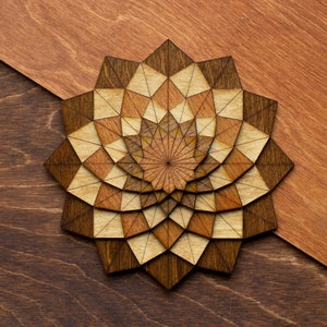 DAHLIA Flower Wooden Art Ornament Wall Decor Magnet Pin Laser cut Geometric Origami Handmade Personalized Christmas Gift