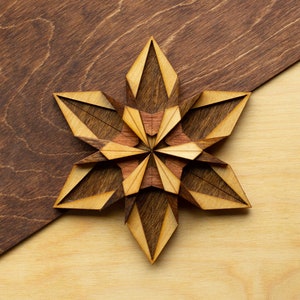 LILY Wooden Art Ornament Wall Decor Magnet Pin Laser cut Geometric Origami Handmade Personalized Christmas Gift