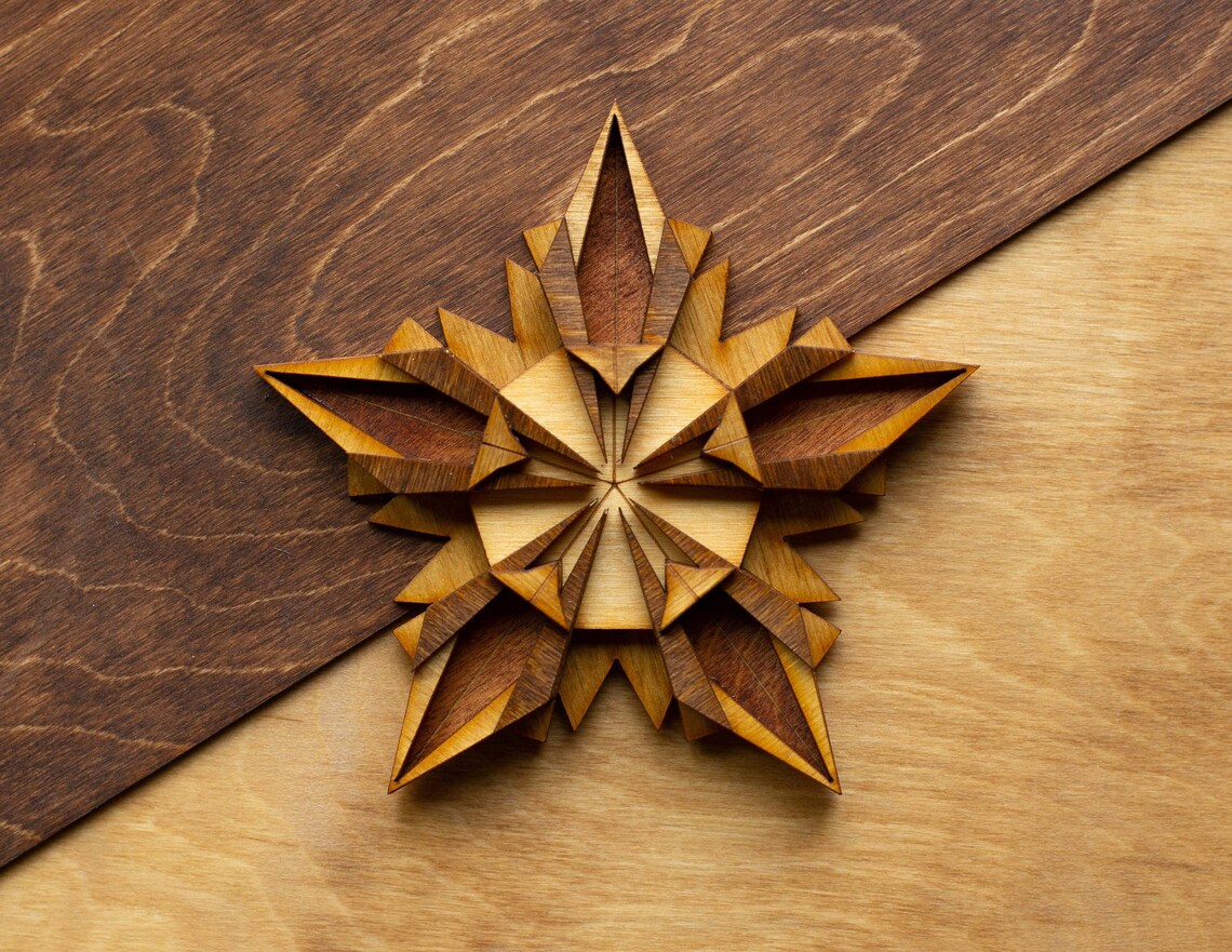 NINJA STAR Wooden Art Ornament Wall Decor Pin Laser Cut Etsy