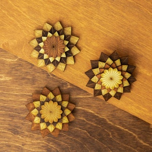 DAHLIA Flower Wooden Art Ornament Wall Decor Magnet Pin Laser cut Geometric Origami Handmade Personalized Christmas Gift image 6