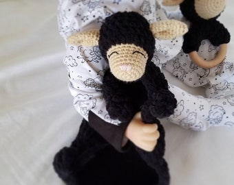 Black Lamb Lovey| Lamb Stuffie Lovey| Baby lovey | Black sheep lovey| Baby shower gift