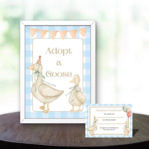 Silly Goose の養子縁組サインと証明書 | ガチョウの養子縁組サイン | Silly Goose パーティーのデジタルサイン | Silly Goose パーティーの印刷物