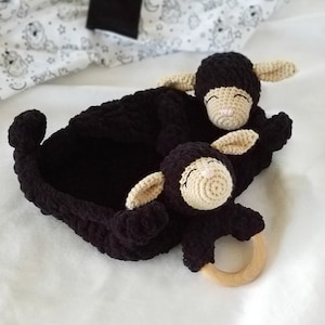 Black Sheep Gift Set | Handmade Baby Lamb Gift Set | Lamb Lovey and Rattle gift set | Baby gift set