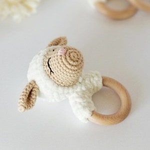 Baby lamb Rattle/| Lamb Rattle | Lamb Toy | Semi- customizable Baby rattle