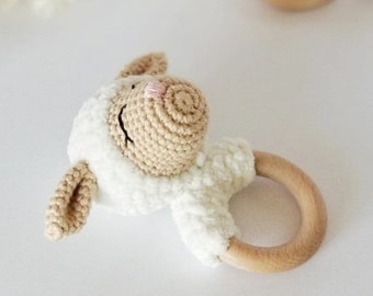 Baby lamb Rattle/| Lamb Rattle | Lamb Toy | Semi- customizable Baby rattle