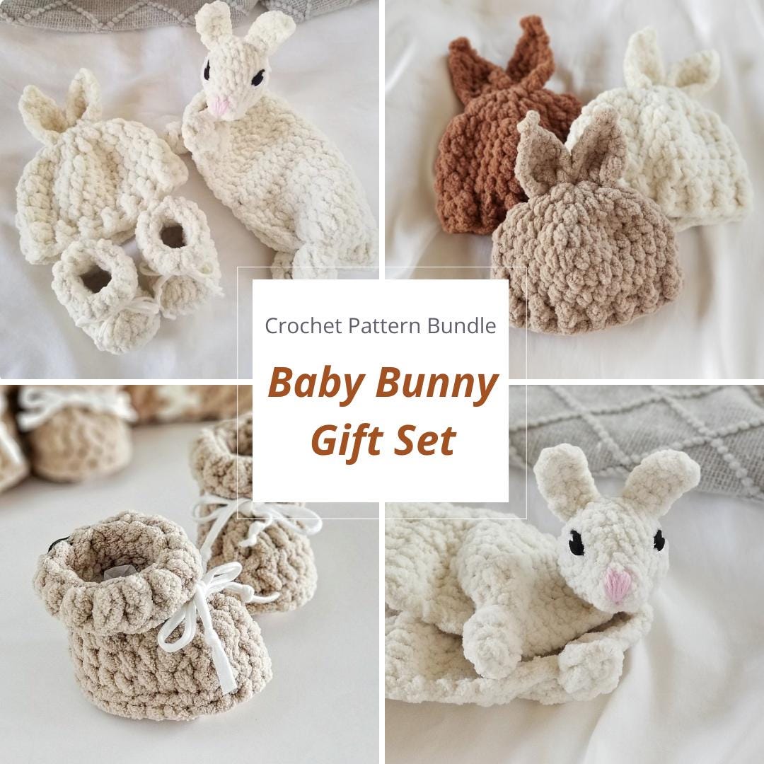 Baby Bunny Crochet Pattern Bundle: Beanie, Shoes, Lovey (PDF) - Etsy