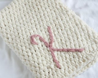 Personalized Baby Blanket with Monogram | Custom Initial Blanket | Handmade Nursery Gift
