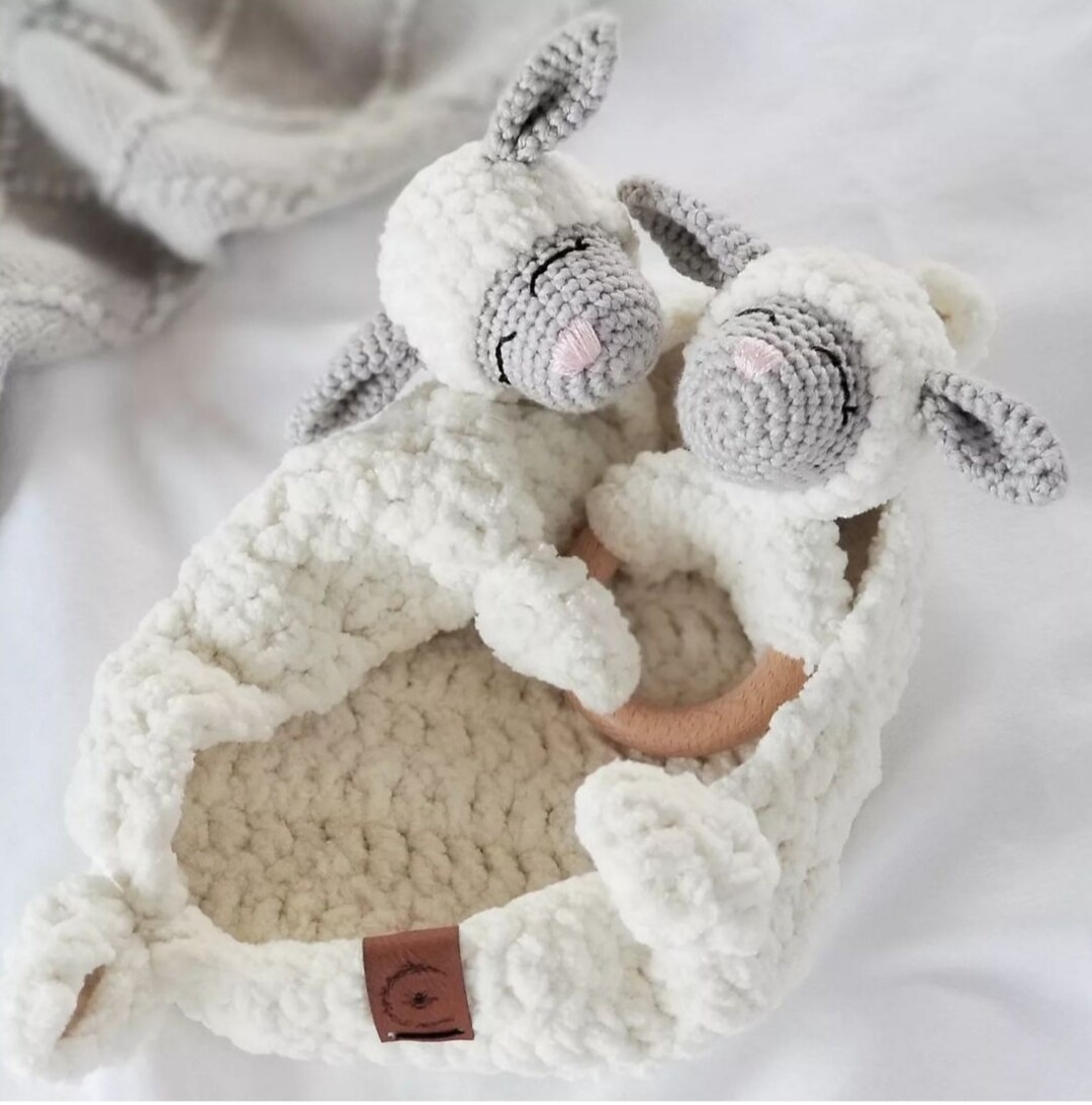 Baby Lamb Gift Set | Lamb Lovey and Rattle Gift Set | Baby Gift Set ...