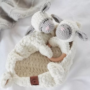 Baby Lamb Gift Set | Lamb Lovey and Rattle Gift Set | Baby Gift Set | Baby Lamb Bundle | Newborn Gift Set