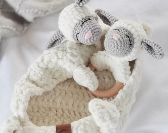 Baby Lamb Gift Set | Lamb Lovey and Rattle Gift Set | Baby Gift Set | Baby Lamb Bundle