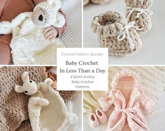 Baby Crochet Pattern Bundle: Bathrobe, Booties, Lovey (PDF Pattern)