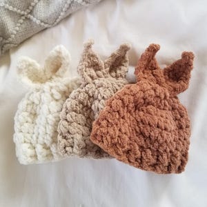 Gorro de bebê coelho de chenille: gorro de inverno feito à mão