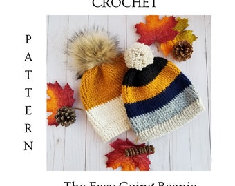Crochet Pattern | Fall Crochet Hat Pattern |The Easy-Going Beanie Crochet Pattern | Crochet Slouchy Hat Pattern