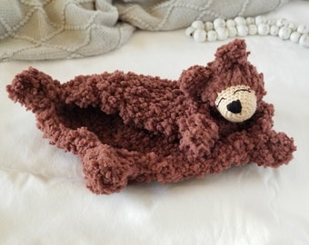 Fuzzy Brown bear lovey| Baby lovey | Bear Stuffie Lovey | Baby shower gift