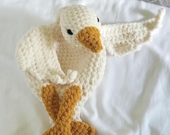 Handmade Goose Snuggler: Large Goose Security Lovey, First Birthday Gift