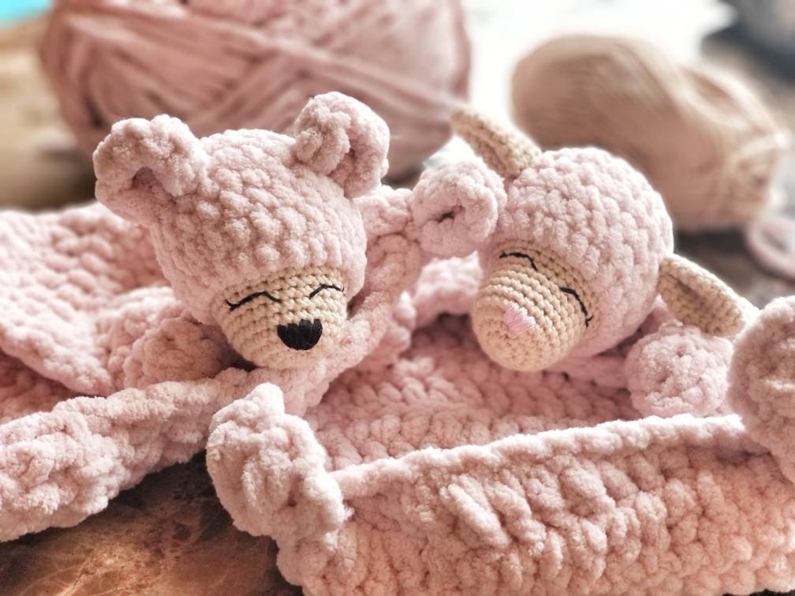 Bear lovey Pink teddy bear lovey Baby lovey | Etsy