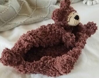 Fuzzy Brown Bear Baby Lovey | Bear Stuffie Lovey | Baby shower gift