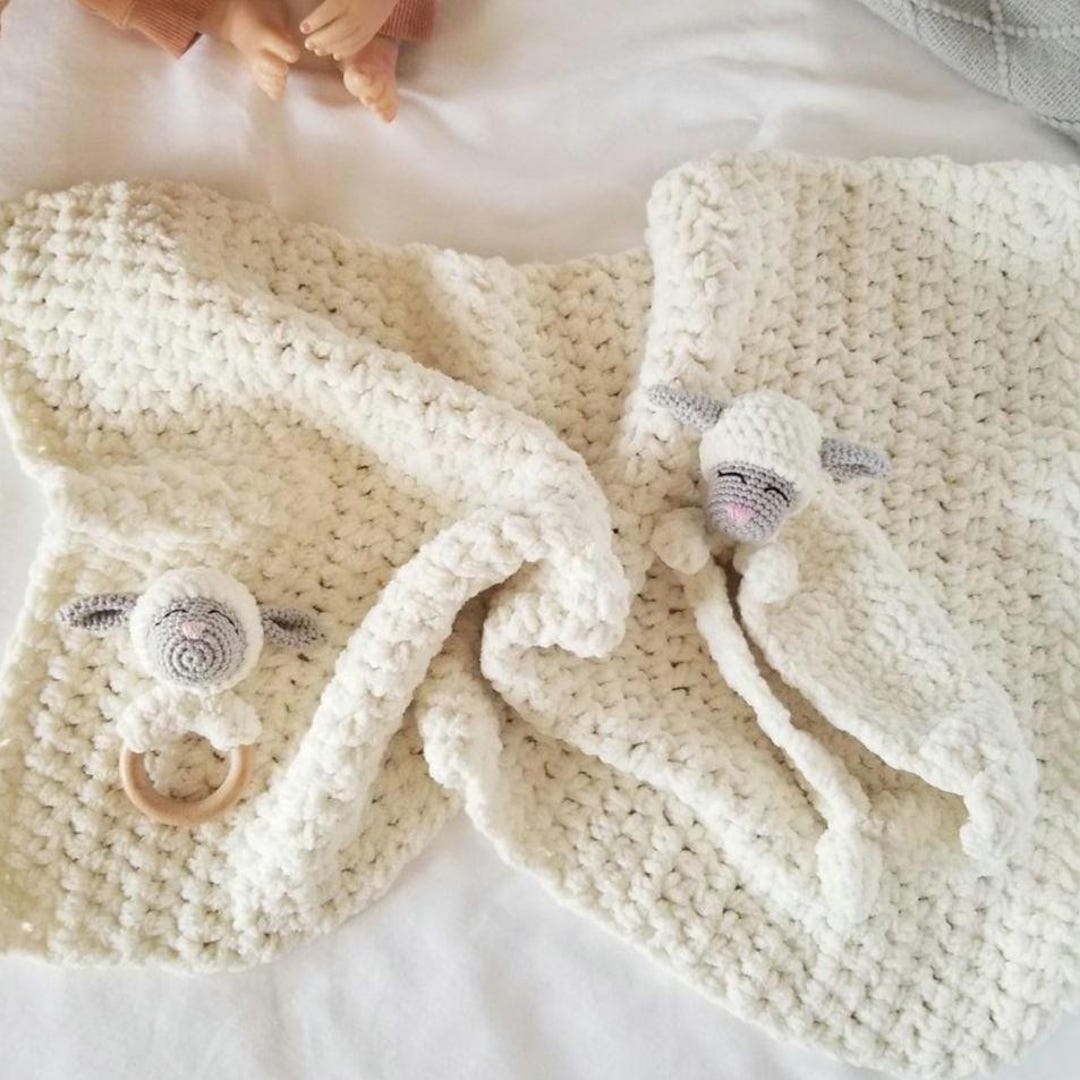 Baby Lamb Gift Set | Lamb Lovey, Rattle, and Baby Blanket | Newborn ...