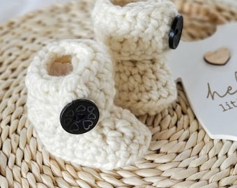 Handmade Wool Blend Baby Booties: Gender Neutral Newborn Gift