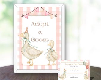 Pink Silly Goose Party Sign & Certificates (Digital Download)