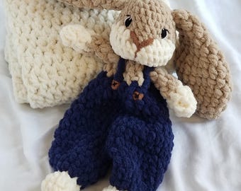 Handmade Bunny Lovey | Bunny Security Blanket | Easter Gift for Babies and Kids | Baby Shower Gift