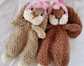 Handmade Bunny Lovey with Headband | Baby Lovey | Easter Gift for Babies and Kids | Neutral Nursery Toy