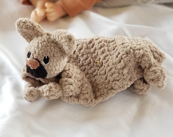 Handmade Chenille French Bulldog Lovey: Baby Snuggle Toy