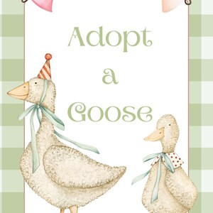 Silly Goose Adoption Sign and Certificate | Adopt a Goose Sign | Digital Silly Goose Party Signs | Silly Goose Party Printable