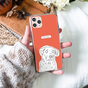 Custom Pet Portrait Case for iPhone 15 14 13 12 11 Pro Max mini XS XR X SE 8 Plus Gift Ideas Dog Lover Owner Illustration Personalized Clear image 1