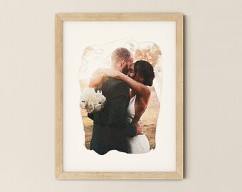 Custom Watercolor Portrait | Wedding & Engagement Gifts | Husband Anniversary Gift | Couple's Portrait | Painting from Photo | Custom Print