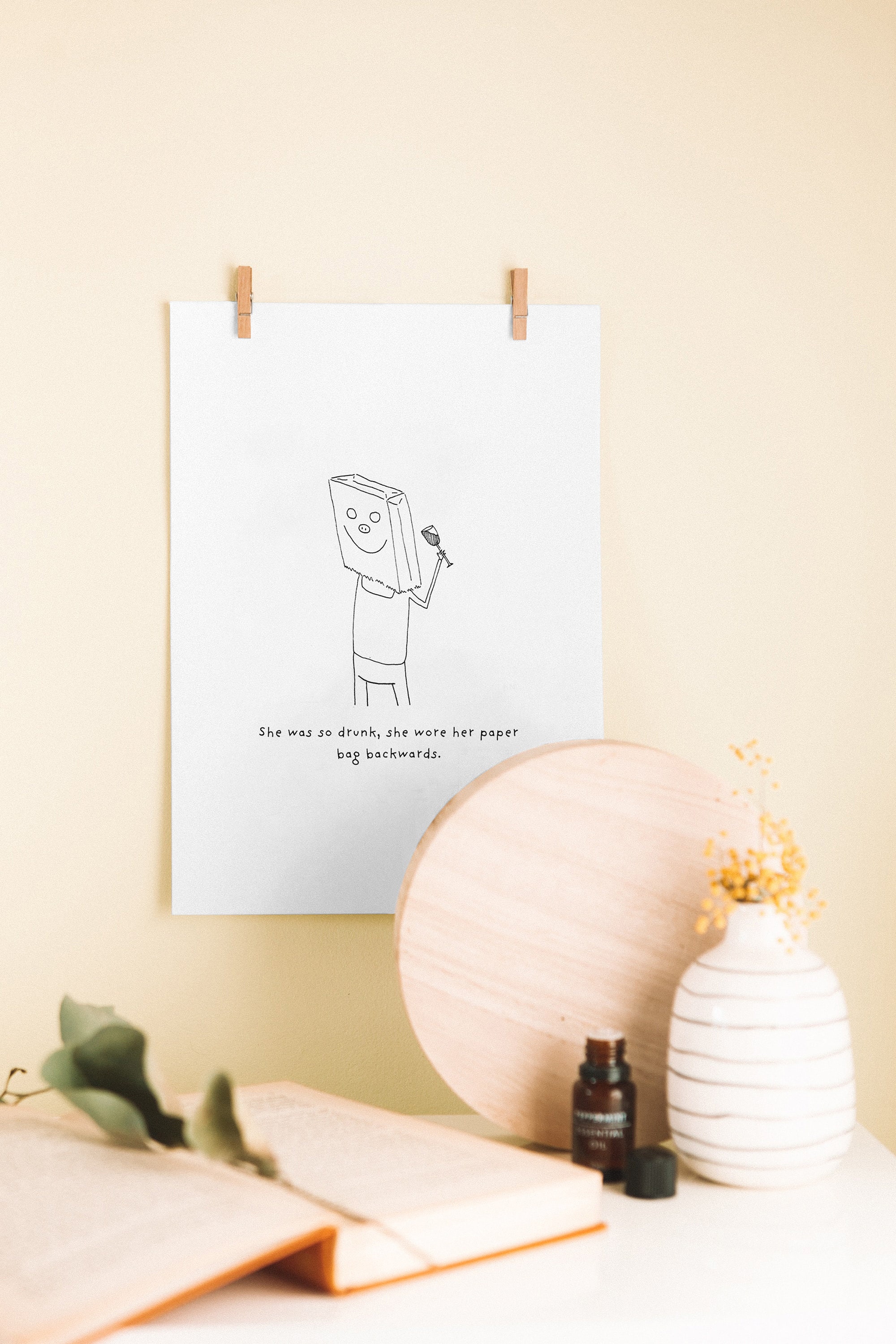 Funny Wall Decor Whimsical Art Minimalist Wall Art 5x7 Print Etsy