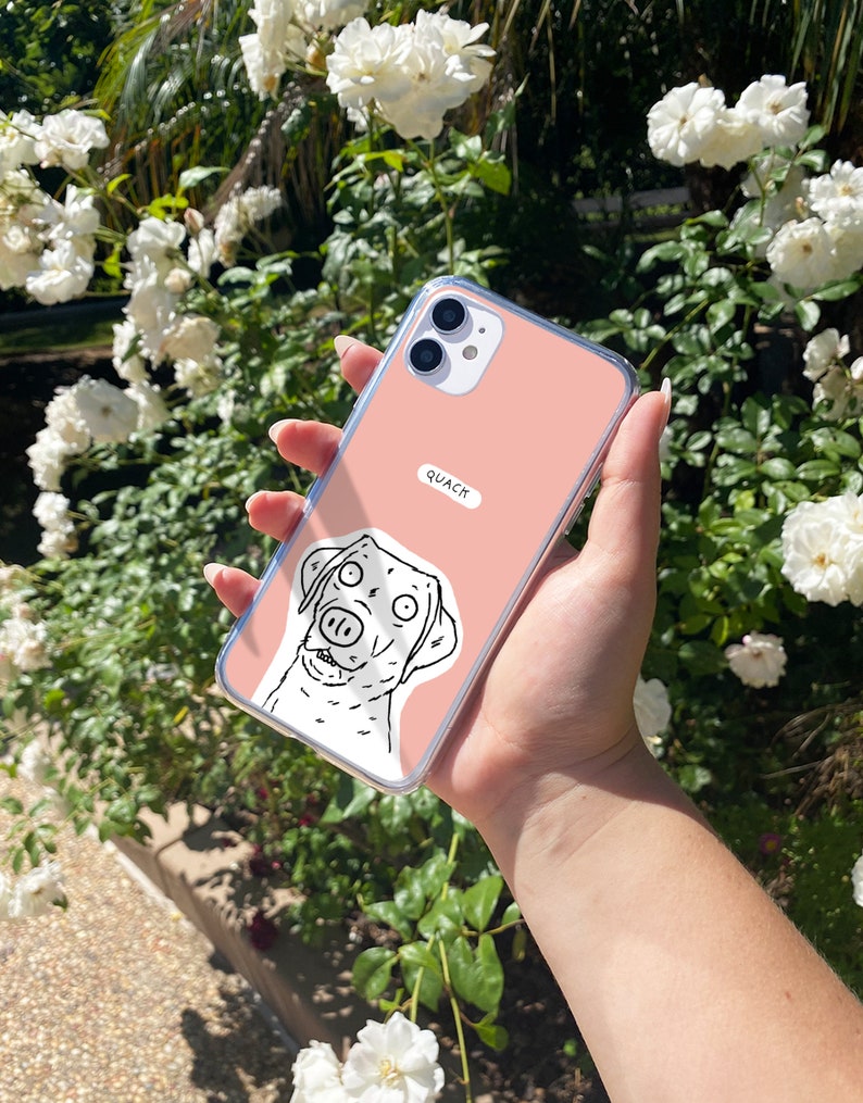 Custom Pet Portrait Case for iPhone 15 14 13 12 11 Pro Max mini XS XR X SE 8 Plus Gift Ideas Dog Lover Owner Illustration Personalized Clear image 3