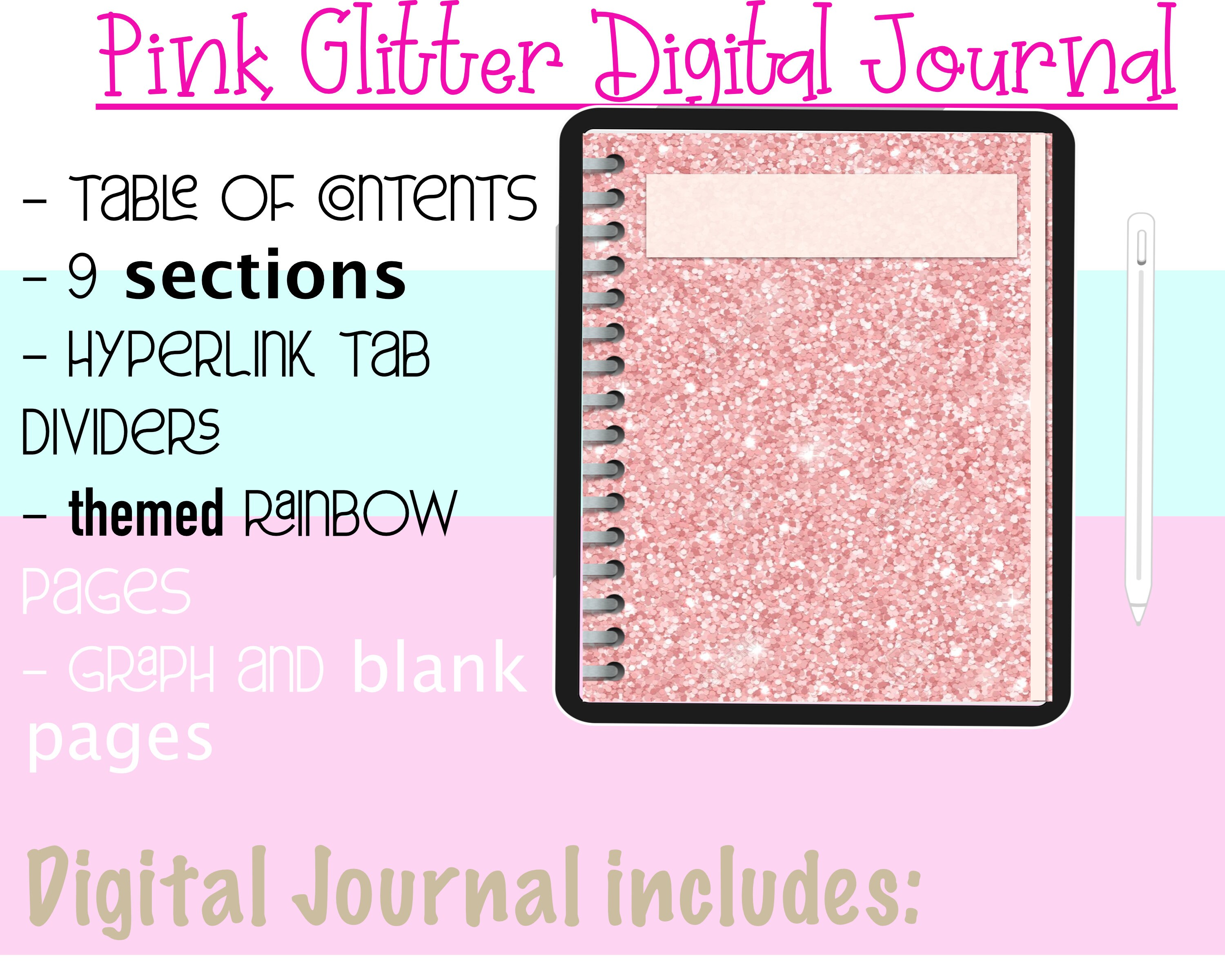 Pink Glitter Digital Journaljournalipadjournalgoodnotes Etsy