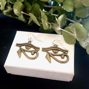 Brass Eye of Horus Earrings