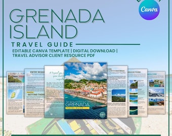 Grenada Island Travel Guide | Editable Canva Template | Travelers Resource PDF