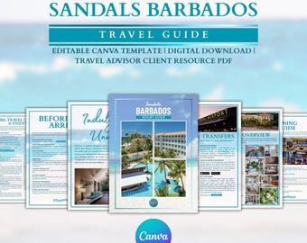 Sandals Barbados Resort Guide | Editable Canva Template | Travel Agent Resource PDF