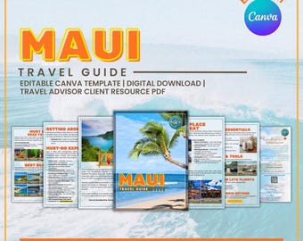 Guía de viaje de Maui / Plantilla editable de Canva / PDF de recursos para asesores de viajes y clientes / Producto digital