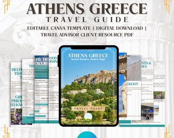 Athen Griechenland Travel Guide - Bearbeitbare Canva Vorlage | Digitaler Download | Travel Adviser Kundeninformation