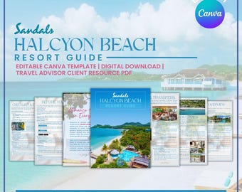 Sandals Halcyon Beach Resort Guide | St. Lucia Vacation Planner (Canva Template)