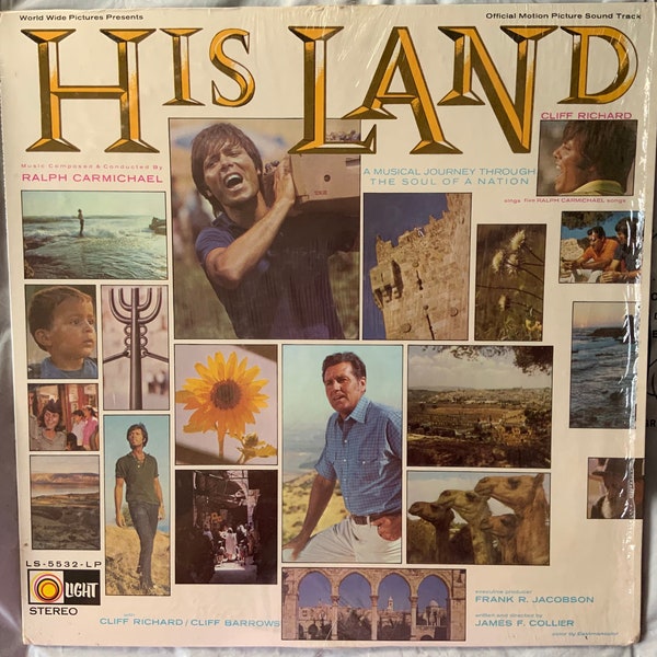 1970 33 Rpm 12" Vinyl LP Record Cliff Richard & Cliff Barrows with Michael Carmichael Orchestra - His Land - Light Records - LS-5532-LP