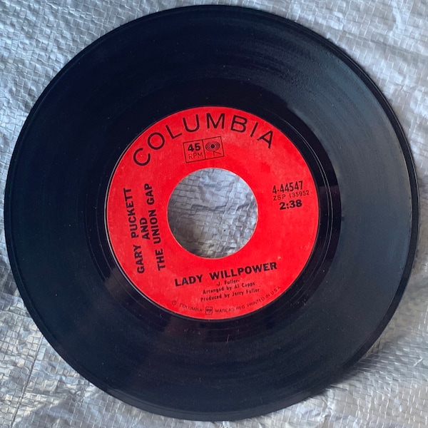 1968 45 RPM 7" Vinyl Record Gary Puckett and The Union Gap - Lady Willpower - Daylight Stranger - Columbia Records - 4-44547 - Rock Music