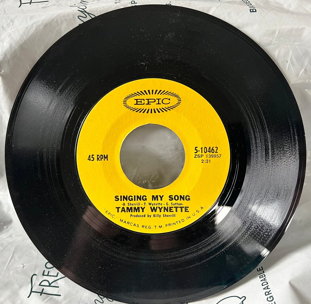 1969 45 Rpm 7 Vinyl Record Tammy Wynette Singing My Song Too Far