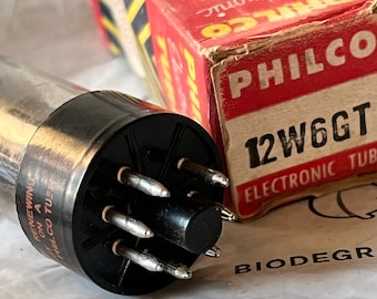 Philco Electronic Radio Tube with Original Box - 12W6GT Model - Untested - Television Tubes, Radio Tubes, Vacuum Tubes, Electron Tubes